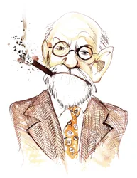Sigmund Freud, neurologo e psicoterapeuta austriaco di nascita ceca (1856-1939); caricatura